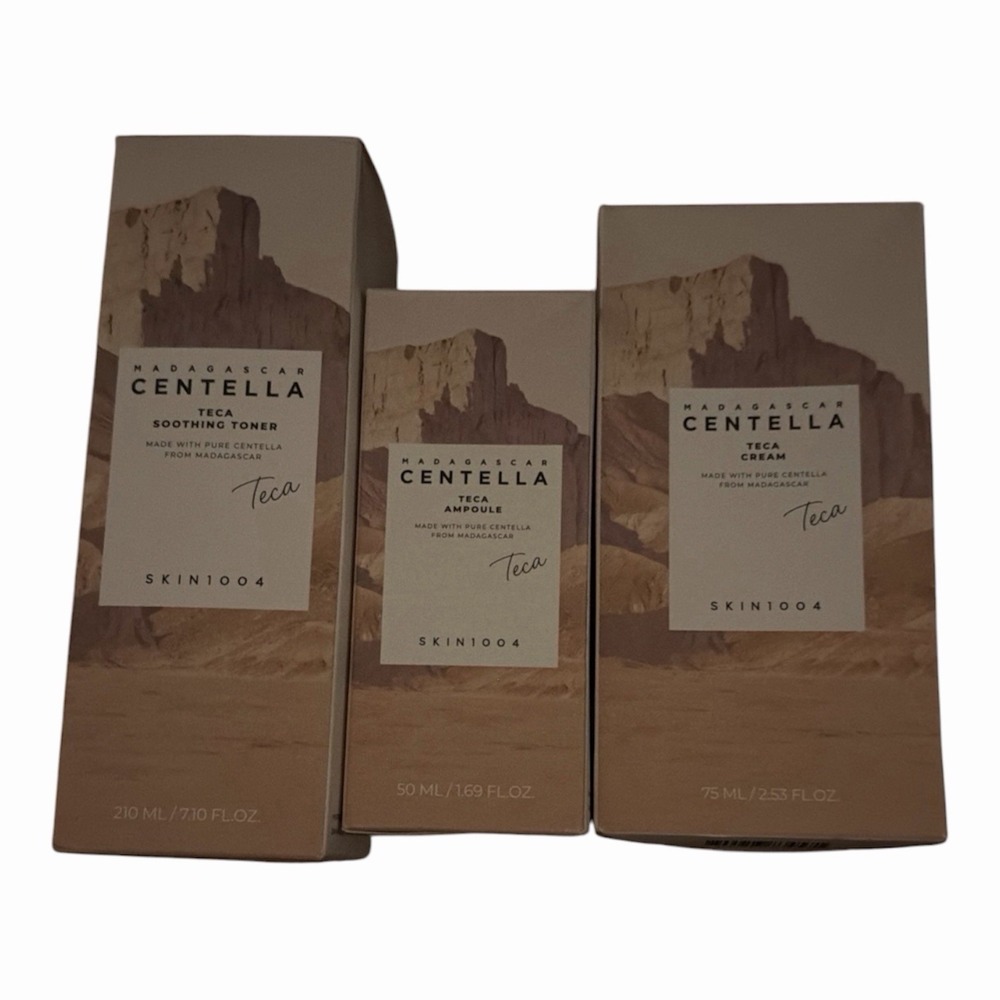 SKIN1004 Madagascar Centella Teca Cream Toner Ampoule Skincare Set BUNDLE (3PCS)
